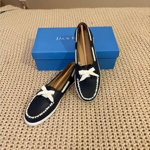 NIB 9 1/2 Jack Rogers Navy Bonnie Weekend Loafers with White Trim